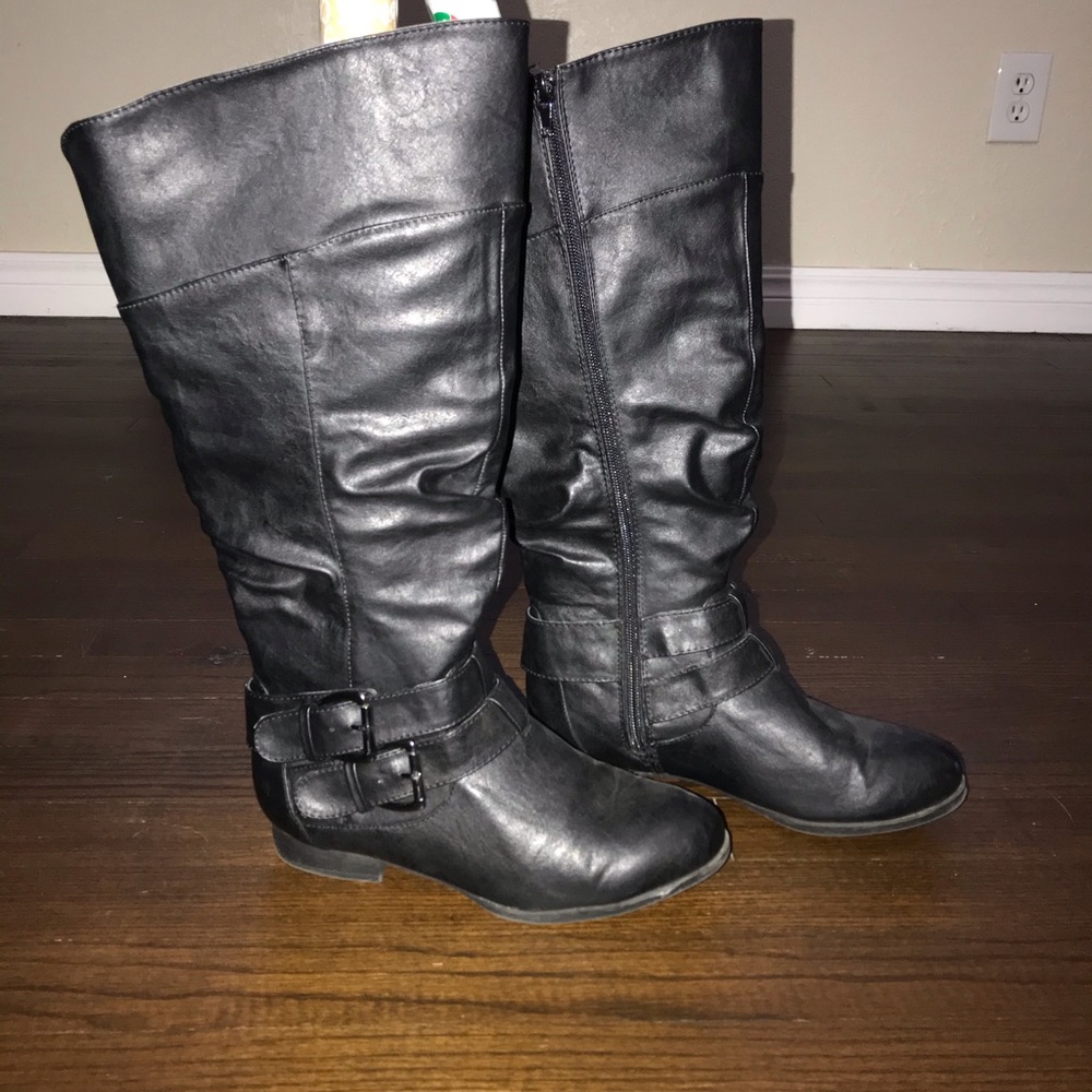 Faux leather winter boots